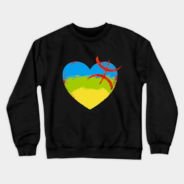 Amazigh Hart Flag - Berber Flag Hart Crewneck Sweatshirt by Art Studio